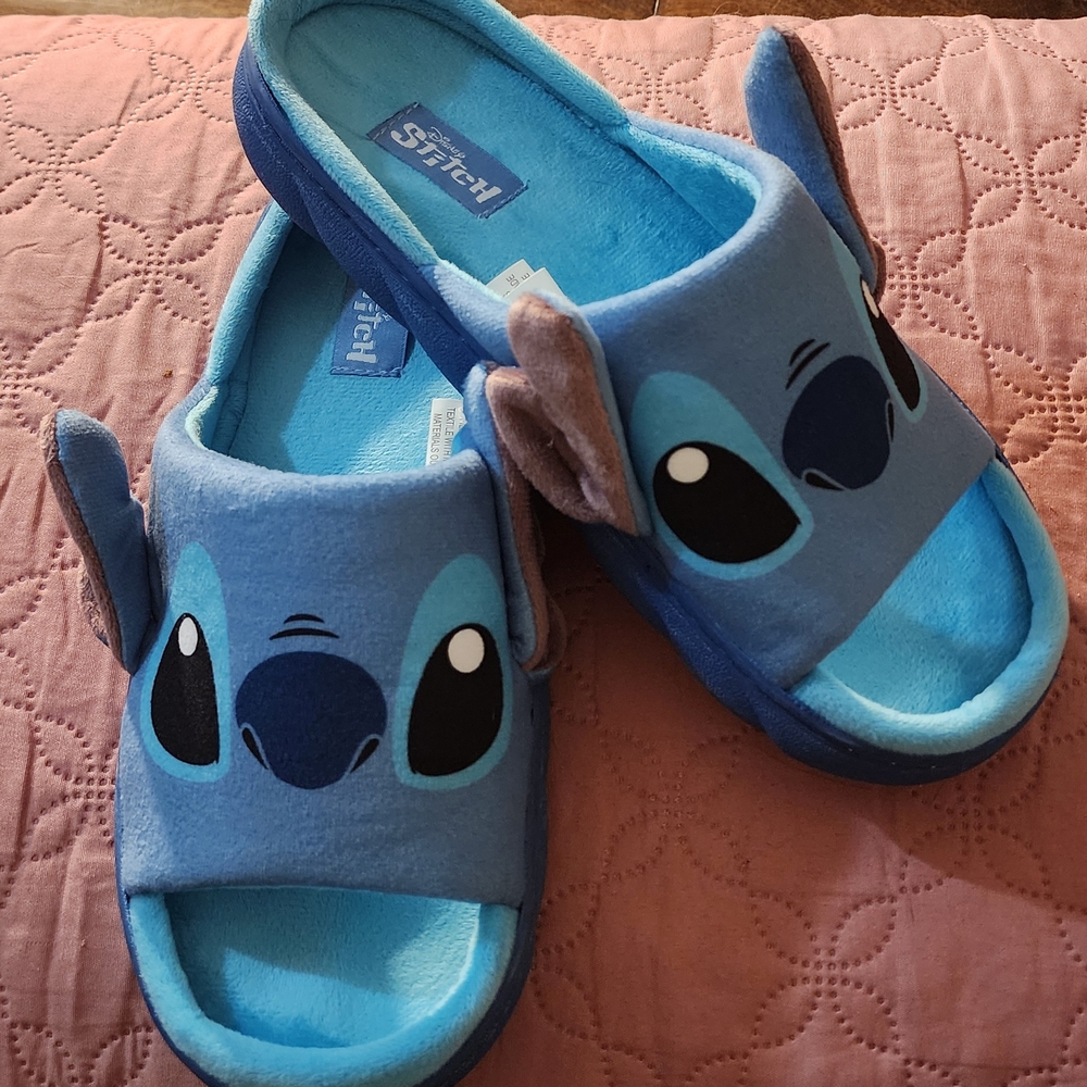Disney Stitch Blue Slippers Size 9 Adult